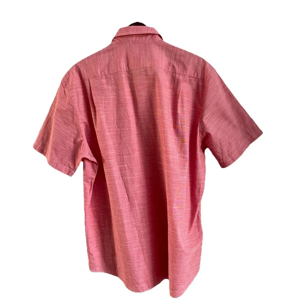 Scappino Italy Custom Fit Short Sleeve Button Up Men's Shirt Large Red Cotton